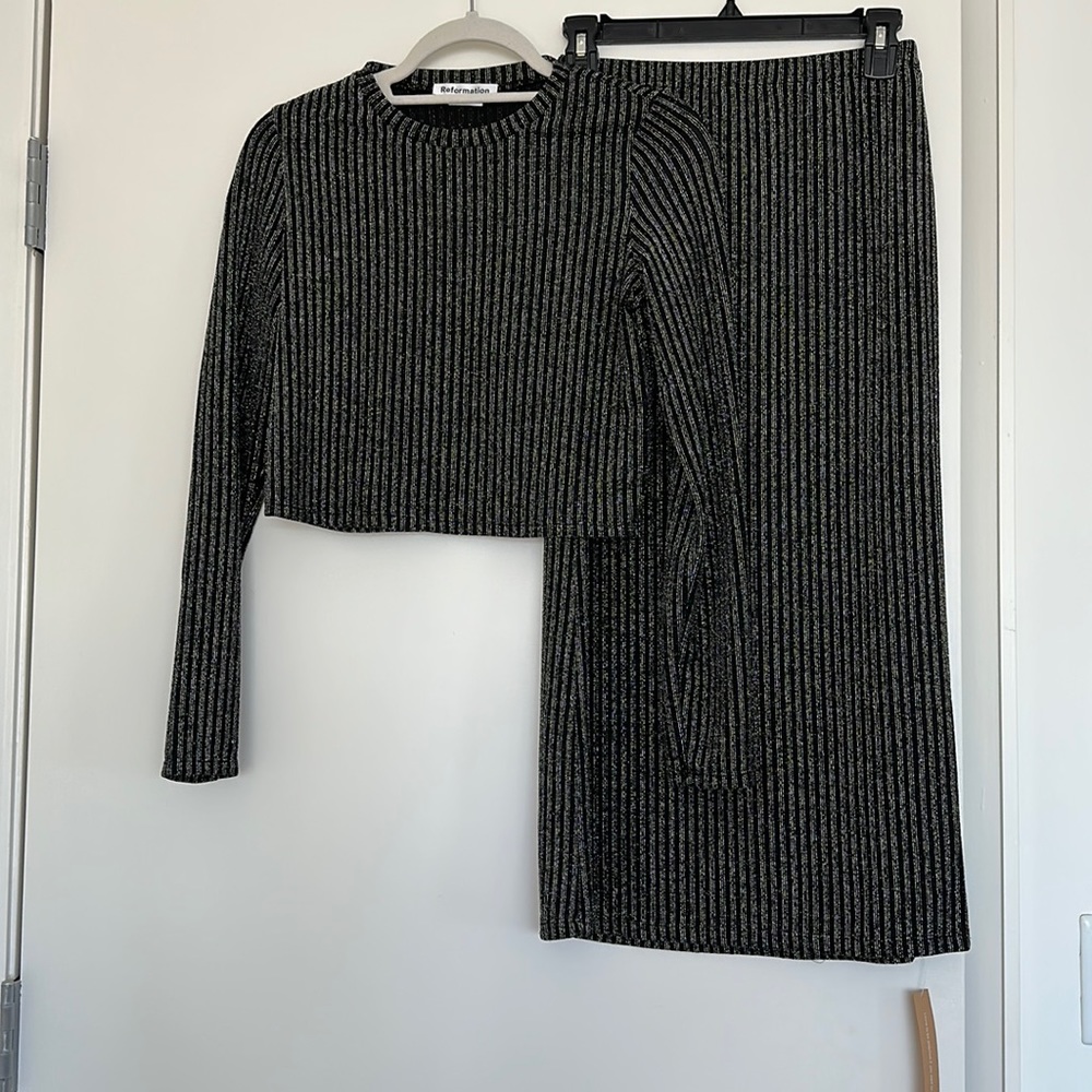 Reformation Val Two Piece in Shimmer Stripe